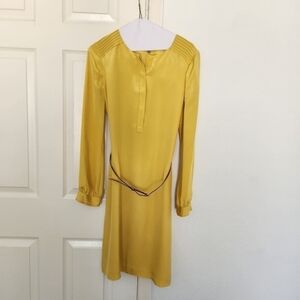 Classiques Entier 100% Silk Yellow Long Sleeved Dress Size 10